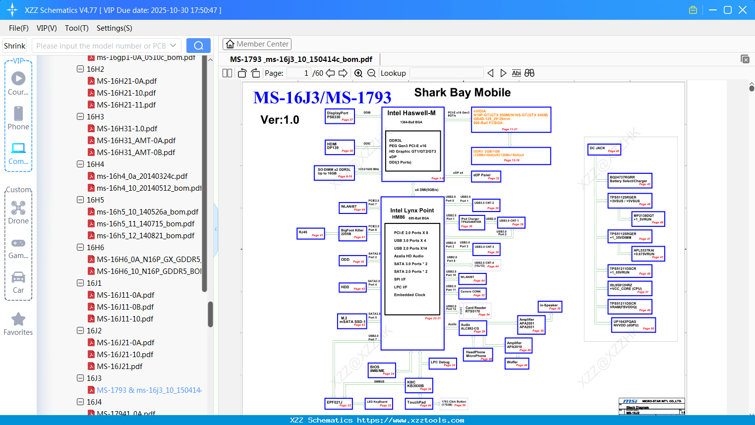 Laptop MSI MS-1793 & Ms-16j3_10_150414c_bom